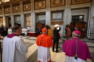 Pope Francis buried in beloved Marian basilica after coffin crosses Rome in popemobile
