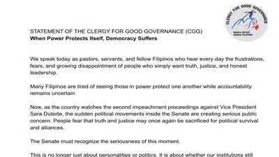 Pag-iral ng politika sa impeachment case ni VP Duterte, babala ng CGG - VeritasPH