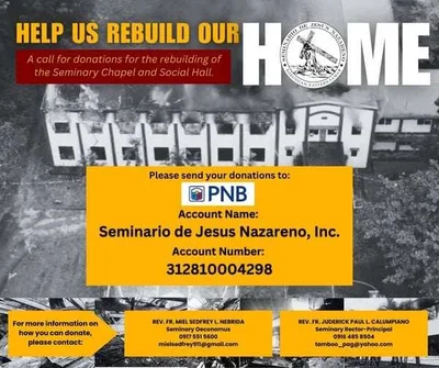 Seminario de Jesus Nazareno, humiling ng tulong