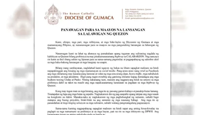 Obispo ng Gumaca, pinuna ang mga sira-sirang lansangan sa Quezon