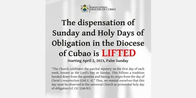 Pisikal na pagdalo sa mga gawaing simbahan, pinahuntulutan ng Diocese of Cubao