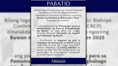 Diocese of Malolos, itinakda tuwing Sunday masses ang “National Cry for Mercy and Renewal” - VeritasPH
