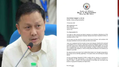 Rep. Zaldy Co, binigyan ng Kamara ng hanggang Sept.29 na umuwi ng bansa - VeritasPH