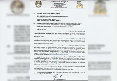 Baguio diocese sever ties with Maria Divine Mercy-linked group