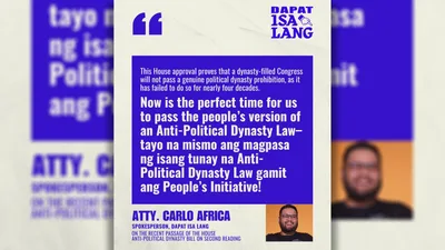 D1L movement, nadismaya sa watered-down Anti-Political Dynasty Act sa Kamara - VeritasPH