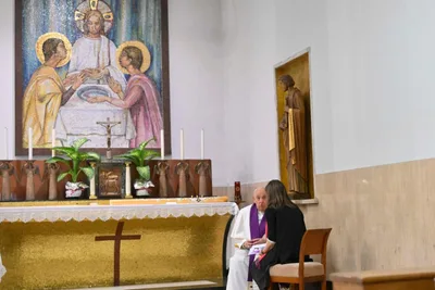 ‘God never tires of forgiving’: Pope Francis hears confessions at Roman parish