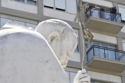 Pope Francis prays the Angelus from his hospital balcony