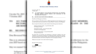 Kura-paroko sa Archdiocese of Manila, pinaalalahanan sa pagsasagawa ng 2nd collection sa buwan ng Oktubre - VeritasPH