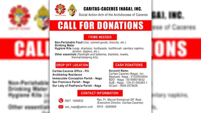 Caritas Caceres, nangangailangan ng suporta