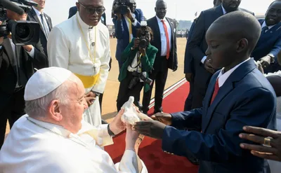 Pope Francis lands in South Sudan, fulfilling yearslong dream of visit to war-torn country