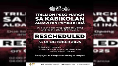 Trillion Peso March sa Kabikolan, ipinagpaliban - VeritasPH
