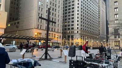 Nonprofit Law Firm Sponsors 19-Foot Cross for Easter Celebration in Downtown Chicago