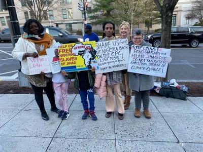 Activists protest Nigerian president's speech at US Institute of Peace amid 'genocidal' violence