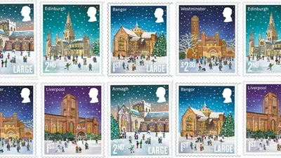Royal Mail's 2024 Christmas stamps capture snowy splendour of iconic UK cathedrals