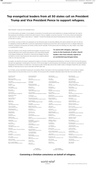 Open letter: refugee ban 'deeply' concerning | Baptist Press