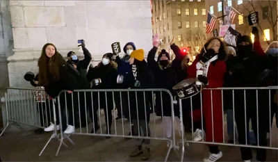 NYC pro-abortion activists curse at churchgoers, beam 'God loves abortion' onto St. Patrick's Cathedral