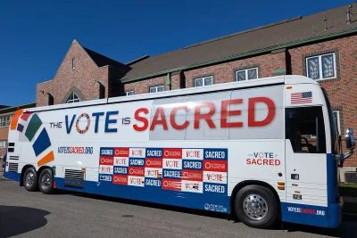 Clergy Rally for Voting Rights, Against Gerrymandering at Start of Interfaith Bus Tour