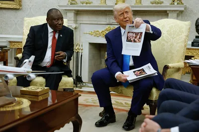 Trump Shows South African President Video of Rally to 'kill the white farmer,' Memorial of 'dead white people'