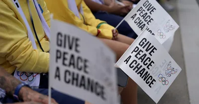 Olympic Athletes Hold Rally Calling for International Peace