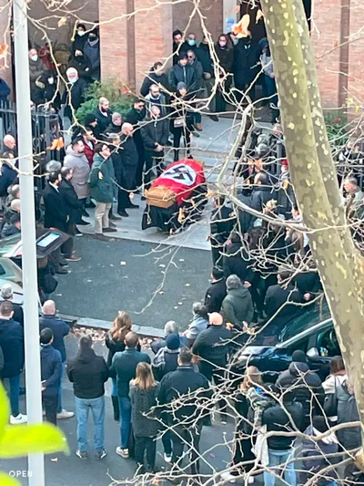 Rome church condemns swastika-draped casket at funeral