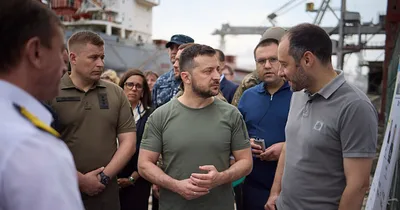 Zelenskyy Visits Black Sea Port Where Grain Waits