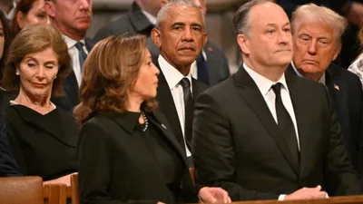 Kamala Harris Posts Photo of Herself at Carter Funeral with Trump Cropped Out: 'Petulant'