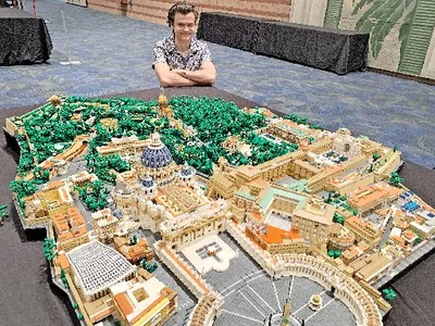 Architect turns 67,000 tiny LEGO pieces into Vatican City State replica | Crux Now