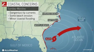 Tropical Storm Alex to Stir Rough Seas Along East Coast on Path Toward Bermuda