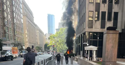 Suspect caught after fire, fireworks at NYC federal building