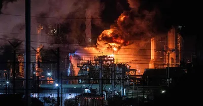 Massive oil refinery fire breaks out near L.A.