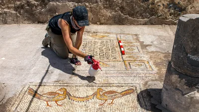 Archaeologists Uncover Mosaic Floor From 5th Century Church Near Sea of Galilee