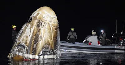 Four Astronauts Back to Earth. Butch, Suni Still in Space