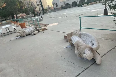 Vandalism outside El Paso Catholic church damages three angel statues